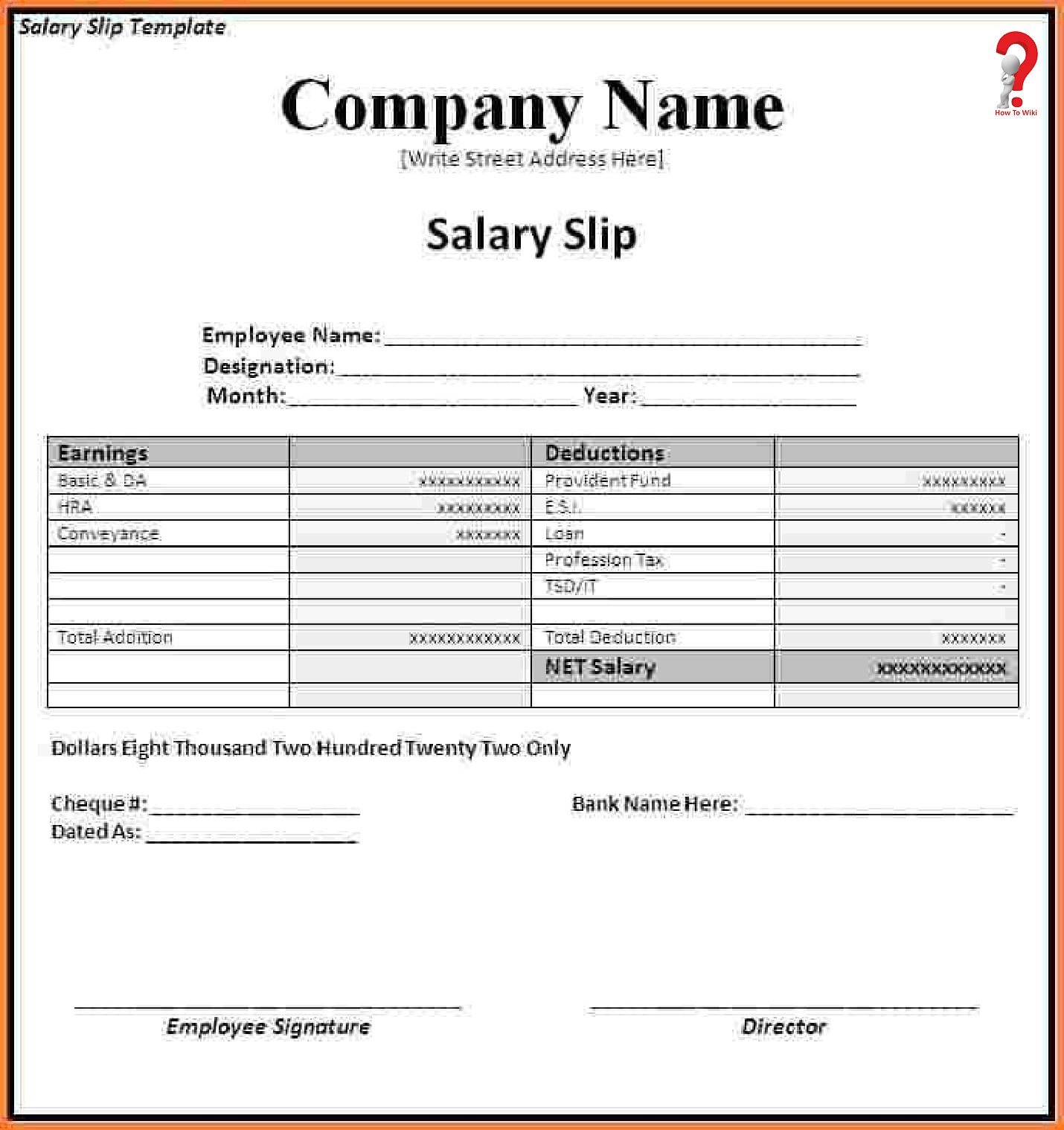 salary slip format in word